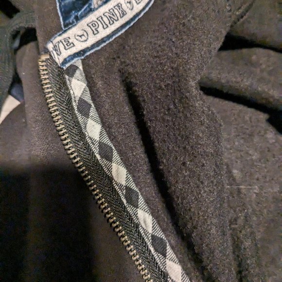 PINK Peace Symbol.Gold Bling Black Hoodie Size Small - Picture 8 of 9